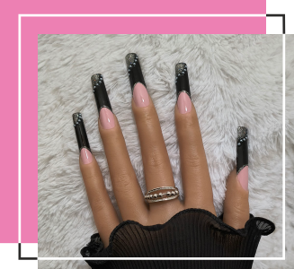 Extra long square nails in gothic style