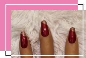 Vine red metallic style color nails