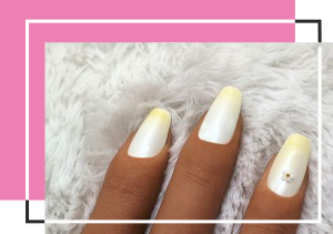 White pearl nails for summer or spring.