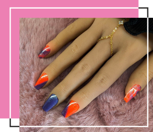 Orange and Purple Nail for Halloween