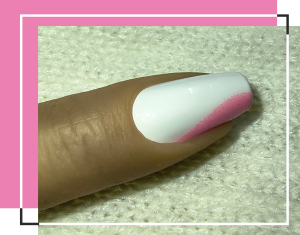 White Nails with light red wave